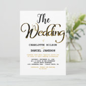 Invitation Noir moderne et or Mariage simple (Debout devant)