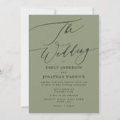 Invitation Noir moderne et vert Sage Mariage simple (Devant)