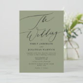 Invitation Noir moderne et vert Sage Mariage simple (Debout devant)