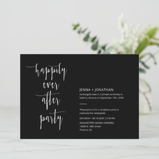 Invitation Noir moderne Heureusement jamais après QR Code Pho (Debout devant)