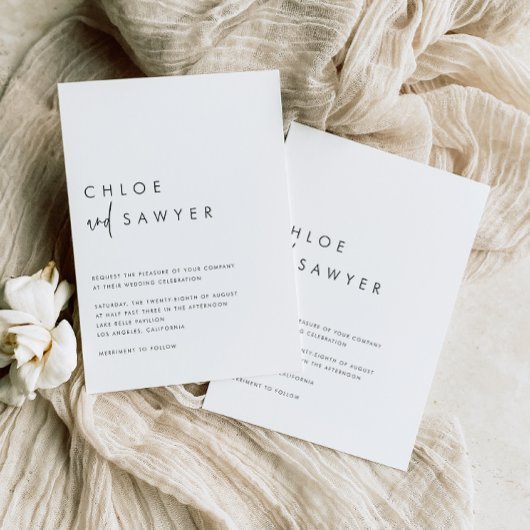 Invitation Noir moderne manuscrit script QR Code Mariage