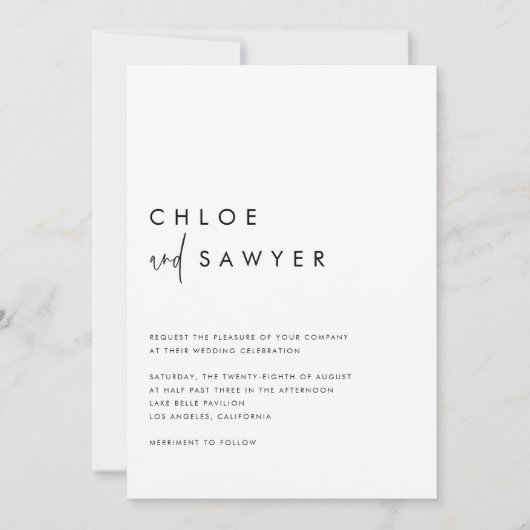 Invitation Noir moderne manuscrit script QR Code Mariage (Devant)