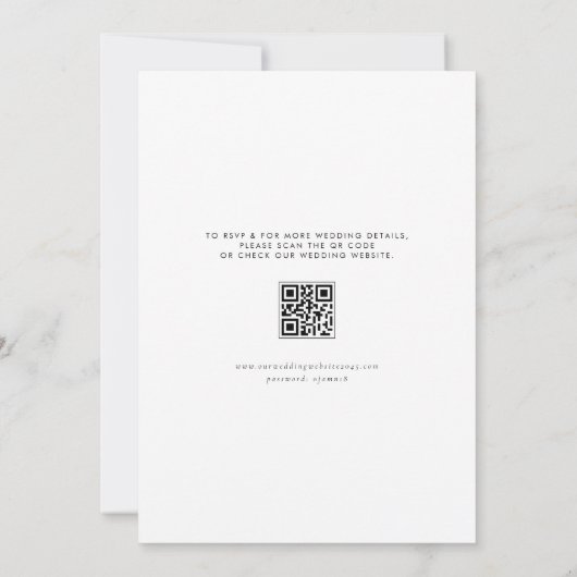 Invitation Noir moderne manuscrit script QR Code Mariage (Dos)