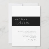 Invitation Noir moderne | Mariage de code QR blanc dans (Devant)