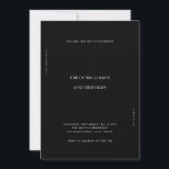 Invitation Noir moderne minimal 21e anniversaire<br><div class="desc">Une invitation minimale de 21e anniversaire avec un design ultra simple que vous pouvez customiser avec tous vos détails pour un invitation de fête d'anniversaire personnalisé.</div>