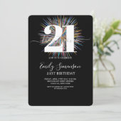 Invitation Noir moderne minimaliste 21e anniversaire (Debout devant)