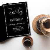 Invitation Noir moderne minimaliste 40e anniversaire