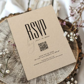 Invitation Noir moderne Rustique Kraft Bold Code QR Mariage