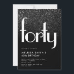 Invitation Noir moderne Simple élégant Chic 40e anniversaire<br><div class="desc">Blanc Noir Moderne Simple Design Chic 40e anniversaire. Caractéristiques design graphique minimal et typographie chic.</div>