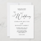 Invitation Noir Moderne Simple Script Tout en un Mariage (Devant)