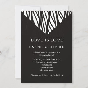 Invitation Noir moderne Simple typographie gay mariage gay