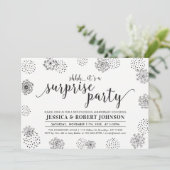 Invitation Noir | Moderne Surprise 50e anniversaire de Mariag (Debout devant)