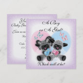 Invitation Noir Mouton Bébé Genre Révéler Fête Invit (Devant / Derrière)