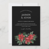 Invitation Noir Noël Rouge Vert hiver Mariage de fête (Devant)