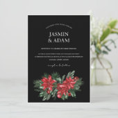 Invitation Noir Noël Rouge Vert hiver Mariage de fête (Debout devant)