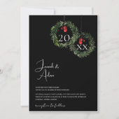 Invitation Noir Noël Rouge Vert hiver Mariage de fête (Devant)