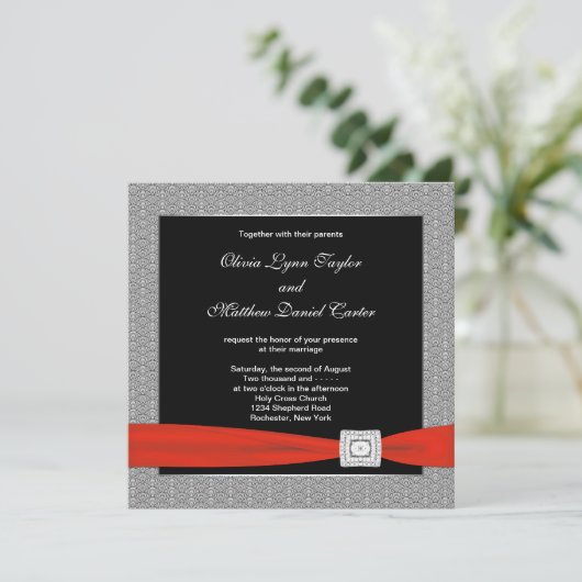 Invitation Noir noir Mariage (Debout devant)