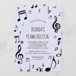 Invitation Noir note musicale Piano Considérant