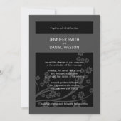 Invitation Noir Onxy Floral Pattern Modèle Mariage Invite (Devant)