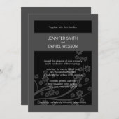 Invitation Noir Onxy Floral Pattern Modèle Mariage Invite (Devant / Derrière)