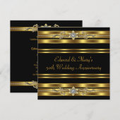 Invitation Noir Or 50e anniversaire de mariage (Devant / Derrière)