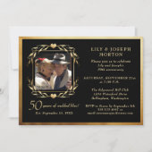 Invitation Noir & Or 50e Anniversaire de Mariage Photo (Devant)