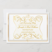 Invitation Noir + Or 50e Anniversaire, Tourbillons Or Photo (Dos)