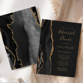 Invitation Noir Or Agate Dark Mariage Dîner de répétition