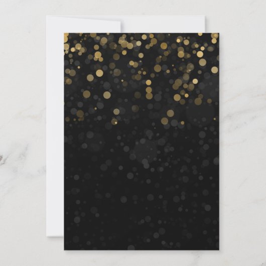 Invitation Noir & Or Baubles Noël Soirée de Noël (Dos)