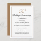 Invitation Noir Or Chic 50e Anniversaire de Mariage (Devant / Derrière)