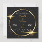 Invitation Noir & Or Design moderne Mariage élégant (Devant)