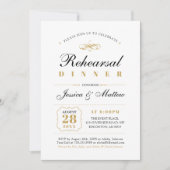 Invitation Noir & Or | Dîner de répétition de mariage élégant (Devant)