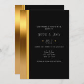 Invitation Noir & Or Elegant Royal Glam Mariage (Devant / Derrière)