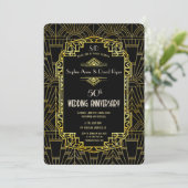 Invitation Noir Or Grande Gatsby 50e Anniversaire de Mariage (Debout devant)