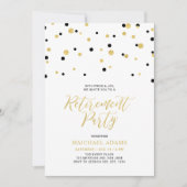 Invitation Noir & Or | Hexagon Confetti Retraite Party I (Devant)