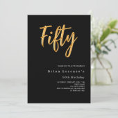 Invitation Noir or moderne 50e anniversaire luxe (Debout devant)
