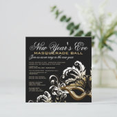 Invitation Noir/Or Nouvel An Eve Masquerade Ball (Debout devant)