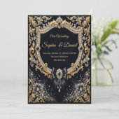 Invitation Noir Or Perle Diamant Arc Luxe Formel (Debout devant)