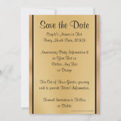 Invitation Noir, Or Sauvegarder la Date 50e Anniversaire de M (Dos)