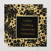 Invitation Noir Or Tourbillon 50e Anniversaire de Mariage (Devant / Derrière)