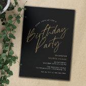 Invitation Noir & Or | Typographie minimale simple Anniversai