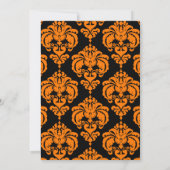 Invitation Noir & Orange Damassé Élégant Fête Douze Ans Chic (Dos)