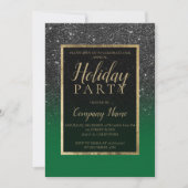 Invitation Noir parties scintillant or vert entreprise Noël (Devant)