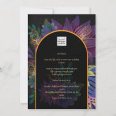 Invitation Noir Peacock Jewel Tones Floral Mariage (Dos)
