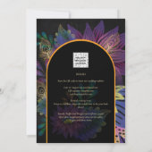 Invitation Noir Peacock Jewel Tones Floral Mariage (Dos)