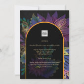 Invitation Noir Peacock Jewel Tones Floral Mariage (Dos)