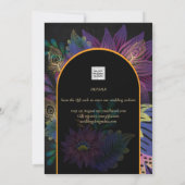 Invitation Noir Peacock Jewel Tones Floral Mariage (Dos)