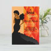 Invitation Noir & Pêche Quilé Africain-Américain Bridal (Debout devant)