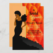 Invitation Noir & Pêche Quilé Africain-Américain Bridal (Devant / Derrière)