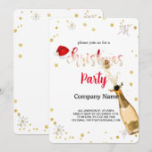 Invitation Noir, Père Noël Casquette, Champagne Christmas Com (Devant / Derrière)